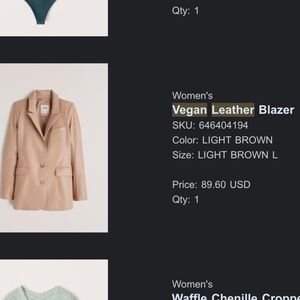 Abercrombie and Fitch Vegan Leather Blazer in Light Brown